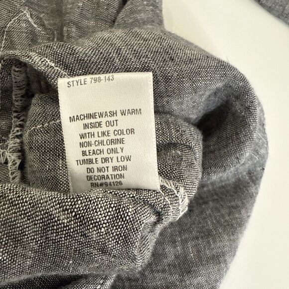 CP Shades 100% Linen Chambray Teton Tunic Blouse Dress Size XS Black Gray Top - Picture 11 of 13